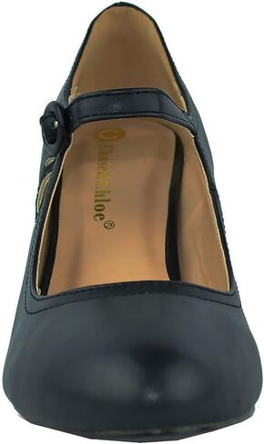 Chase & Chloe Kimmy-21 Women's Round Toe Pierced Mid Heel Mary Jane Style Dress Pumps in Saudi Arabia