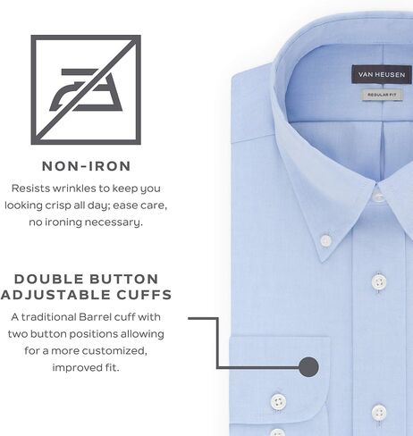 Van Heusen Men's Dress Shirt Regular Fit Non Iron Solid in Saudi Arabia
