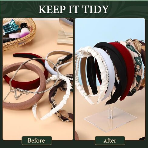 يوديفينيت منظم حامل عصابة راس من الاكريليك، حامل عرض شفاف لعرض شريط الرأس، منظم اكسسوارات الشعر للفتيات المراهقات والنساء، رف تخزين للمجوهرات ومشابك الشعر والاساور الحلقية in Kuwait