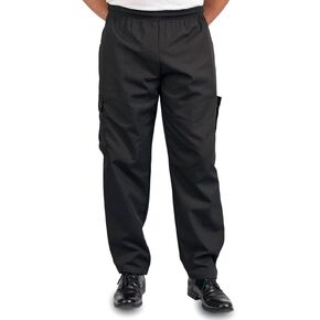 KNG Black Baggy Cargo Chef Pants for Men and Women – Drawstring Waist