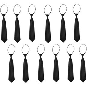 gofidin 12 Pcs Black Ties for Boys Clip On Silky Narrow Neck Tie Slim Smooth Womens Necktie All-match Unisex for Kids Boys Girls School Uniform Graduation in Saudi Arabia
