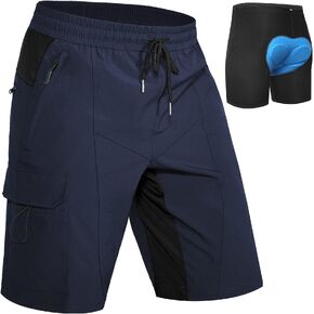 Hiauspor Men's Padded Mountain Bike Shorts MTB Loose Fit Quick Dry Cycling Shorts Biking for Men with 5 Pockets