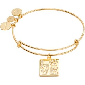 Alex and Ani LOVE Pave Paw Print Charm Bangle Bracelet, Shiny Gold Finish