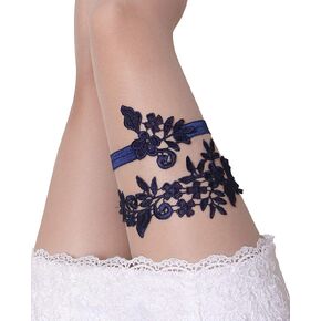 GARGALA Wedding Garters for Bride Bridal Lace Garter Set for Women White Blue Navy Plus Size
