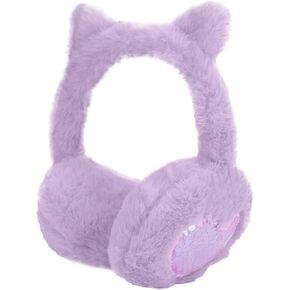 BAOPLAYKIDS Cute Animal Earmuffs for Girls Women Winter Soft Plush Ear Warmers Outdoor Ear Muffs With Cat Ears