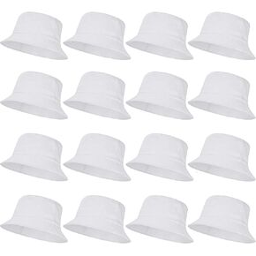 Women Men Bucket Hat Bulk Unisex Packable Cotton Sun Hat Plain Colors 16 Pack