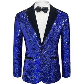 Cacycasa Men's Daily wear Wedding Prom Party Sequined Tuxedo Suit Jacket Blazers