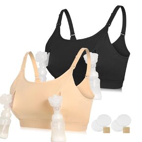 4HOW Pumping Bra Hands-Free,Nursing-Bras for Breastfeeding,Adjustable Breast-Pumps-Holding and Nursing Bra,Plus-Size