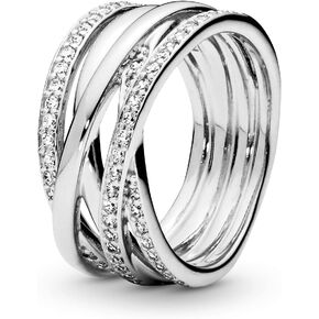 PANDORA Jewelry Entwined Cubic Zirconia Ring in Sterling Silver, Size 9, No Box in Saudi Arabia