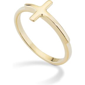 Miabella 925 Sterling Silver or 18K Gold Over Silver Sideways Cross Ring for Women Teen Girls Made in Italy in Saudi Arabia