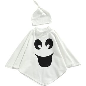 Saliuentm Toddler Kids Baby Girl Boy Halloween Costume Ghost Cloak Grimace Print Poncho Fancy Cape with Hat Cosplay Outfit