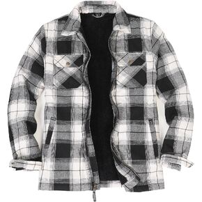 Men's Sherpa Lined Full Zip Plaid Flannel Jacket Shirt,Brushed Cozy Outdoor Work Shacket in Saudi Arabia