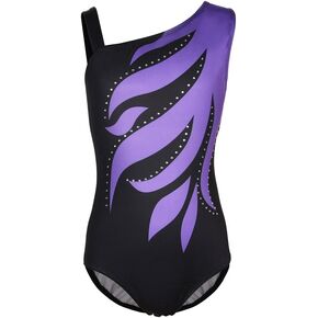 Girls Flame One Cold Shoulder Athletic Dance Gymnastic Leotards Bodysuit Outfit