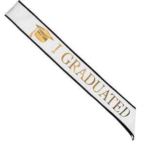 GraduationMall Graduation Sash Class of 2023 Graduation Stole with Gold Glitter Letter I Graduated for Graduation Party
