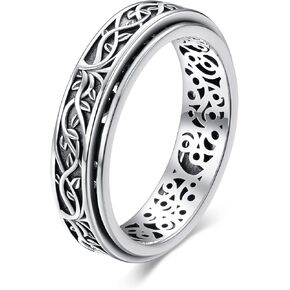 YAFEINI Fidget Ring Sterling Silver Spinner Ring for Women Celtic Knot/Sunflower/Daisy/Heart/Tree of Life Spinning Ring Fidget Jewelry Gifts for Women Men 6-12 in Saudi Arabia