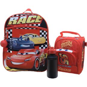Disney Pixar Cars Girls & Boys 4 Piece Backpack Set, Kids 16" School Bag with Front Zip Pocket, Red & Black in Saudi Arabia