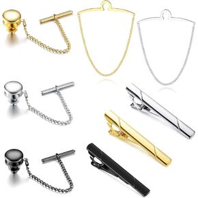 ثناراز 8 قطع التعادل كليب للرجال التعادل شريط كليب للربطات العادية ربطة العنق رجل التعادل Tacks كلاتش مع سلسلة الزفاف مشبك التعادل مع صندوق هدايا، معدن، مكعب زركونيا, معدن, زركونيا مكعب in Kuwait