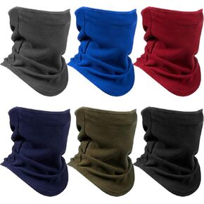 6 Pieces Winter Fleece Neck Gaiter Warmer Face Covering Windproof Half Balaclava Neck Scarf for Cold Weather Skiing Cycling Outdoor Sports