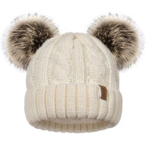 FURTALK Toddler Girls Boys Winter Hat Kids Pom Pom Beanie Hats Baby Faux Fur Pom Beanies Warm Soft Toddler Hats in Saudi Arabia