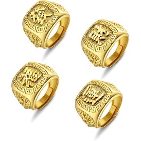 بستيل 4 قطع خواتم مطلية بالذهب للرجال خاتم مغني الراب كانجي خاتم الثراء / الحظ / الثروة مجموعة خواتم الحظ المفتوحة القابلة للتعديل in Kuwait