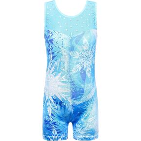 TFJH E Girls Gymnastics Leotards with Shorts Practice Outfit Tumbling Biketard Snowflake