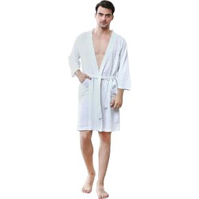 Skilydia Mens Summer Robes Lightweight Knee Length,Soft Absorbent Mens Bathrobes for Pool/Shower/Loungewear