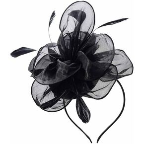 Yokawe Fascinators Hat for Women Tea Party Hats Ribbons Feathers Headband Kentucky Derby Hair Clip for Cocktail Wedding