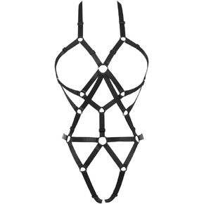 XISESEA المرأة الجسم تسخير الصدرية: مثير محبوس الصدرية الشرير Cupless الصدرية القوطية Strappy الجوف خارج مجموعة الملابس الداخلية