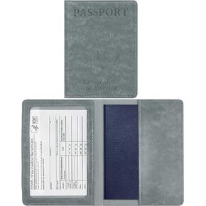 مجموعة حامل بطاقات جواز السفر واللقاح - حامل جواز السفر مع فتحة بطاقة اللقاح مقاومة للماء، حافظة جواز سفر من الجلد الصناعي، غطاء جواز سفر أنيق مع أنماط منقوشة ثلاثية الأبعاد، حامل جواز سفر رفيع للغاية للرجال والنساء in Kuwait