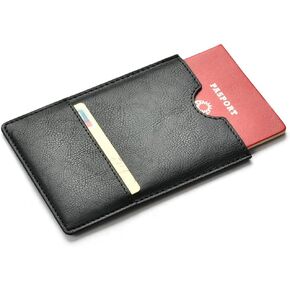 XEYOU Passport Holder Cover - Ultra Slim Premium Vegan Leather Travel Wallet Case Cover (Black)