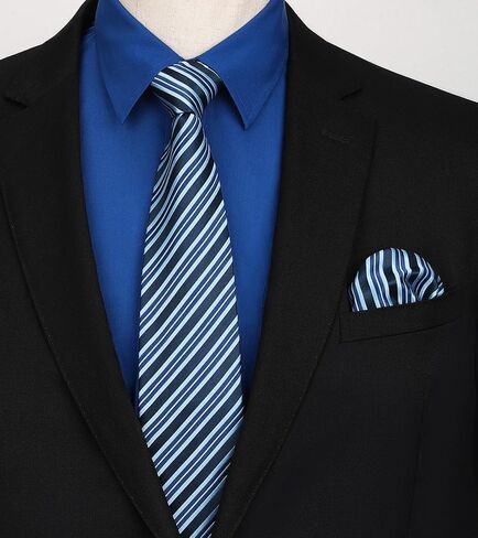 Men's Solid Long Sleeve Dress Shirt with Matching Tie and Handkerchief Set Classic Button Down Formal Business Shirts in Saudi Arabia