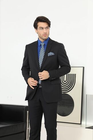 Men's Solid Long Sleeve Dress Shirt with Matching Tie and Handkerchief Set Classic Button Down Formal Business Shirts in Saudi Arabia