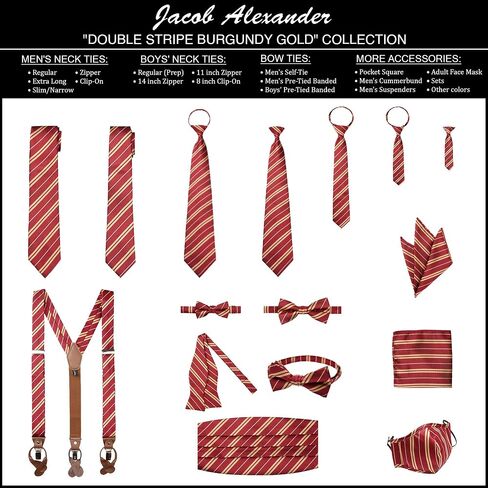 Jacob Alexander Woven Double Stripe Boys' 14 inch Zipper Neck Tie in Saudi Arabia