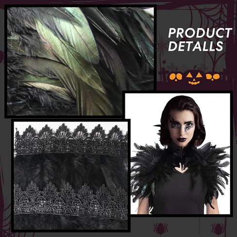 Black Natural Feather Cape with Black Feather Long Gloves, Shrug Shawl, Shoulder Wrap Vampire Raven Shawl Fallen Angel Cosplay Costume for Halloween in Kuwait