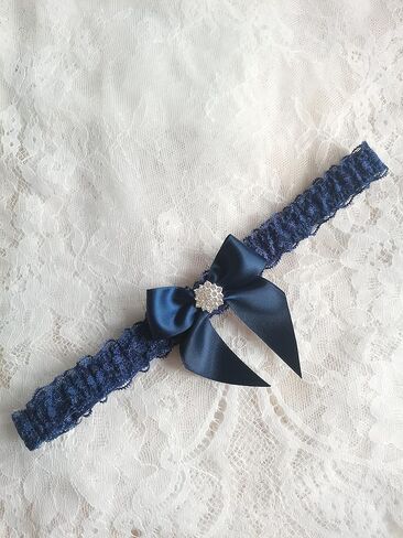 Bridal Garter Wedding Bow Lace Garter for Bride Rhinestone S23 in Saudi Arabia