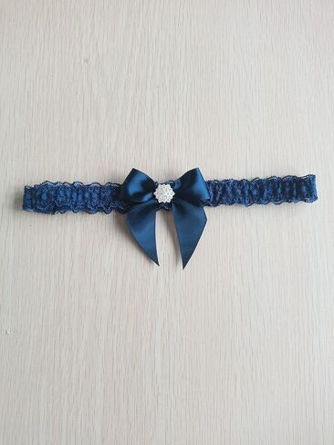 Bridal Garter Wedding Bow Lace Garter for Bride Rhinestone S23 in Saudi Arabia