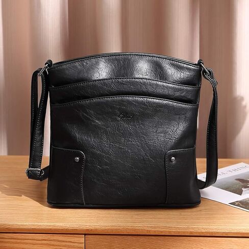 CLUCI Crossbody Bags for Women Leather Purse Travel Vacation Triple Pockets Vintage Handbags Shoulder Bags in Kuwait