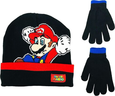Nintendo Super Mario Boys Winter Hat and Gloves Cold Weather Set, Age 4-7 in Saudi Arabia