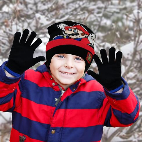 Nintendo Super Mario Boys Winter Hat and Gloves Cold Weather Set, Age 4-7 in Saudi Arabia