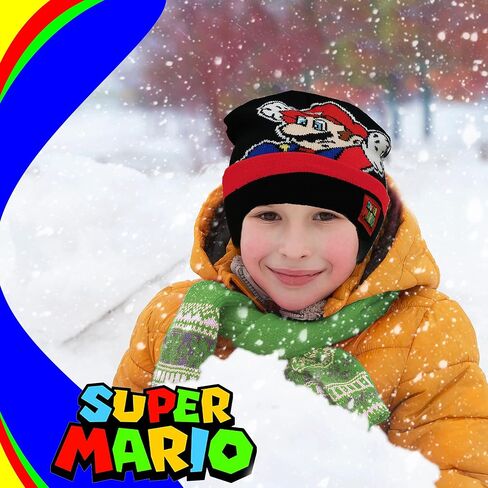 Nintendo Super Mario Boys Winter Hat and Gloves Cold Weather Set, Age 4-7 in Saudi Arabia