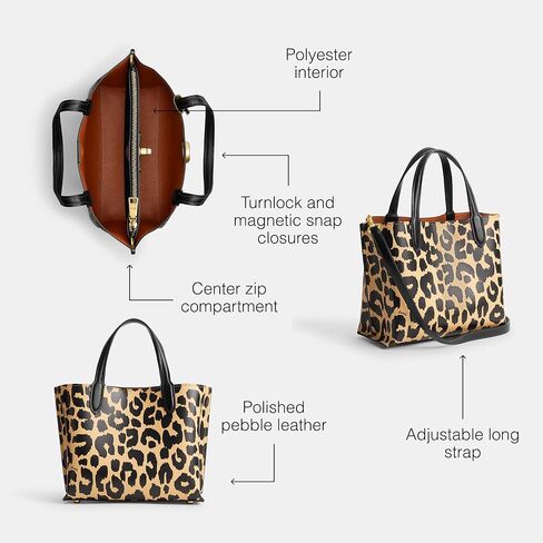 حقيبة يد من Coach Print Willow مقاس 24، جلد الفهد، مقاس واحد in Kuwait