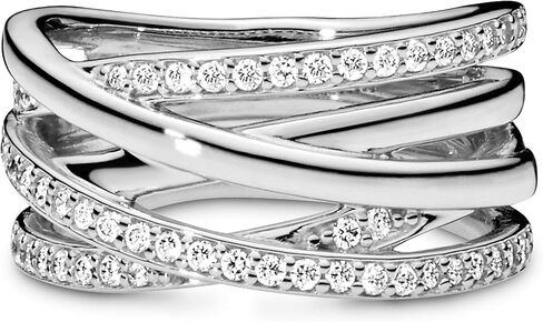 PANDORA Jewelry Entwined Cubic Zirconia Ring in Sterling Silver, Size 9, No Box in Saudi Arabia