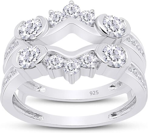 Enhancer Guard Ring for Women 1 CT Round Lab Created Moissanite or Lab Grown Diamond Wedding Band Stacking Ring in 10k / 14K Solid White Gold or 14K Gold Plated Sterling Silver Jewelry for Her in Kuwait