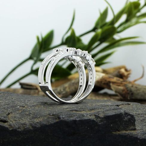 Enhancer Guard Ring for Women 1 CT Round Lab Created Moissanite or Lab Grown Diamond Wedding Band Stacking Ring in 10k / 14K Solid White Gold or 14K Gold Plated Sterling Silver Jewelry for Her in Kuwait