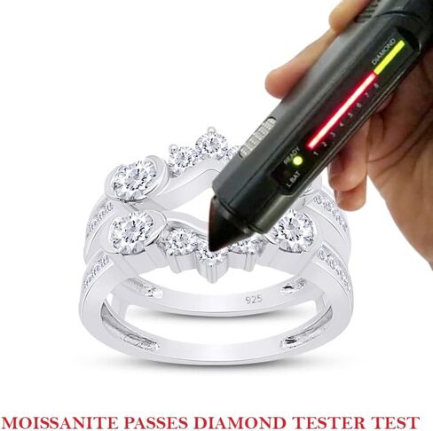 Enhancer Guard Ring for Women 1 CT Round Lab Created Moissanite or Lab Grown Diamond Wedding Band Stacking Ring in 10k / 14K Solid White Gold or 14K Gold Plated Sterling Silver Jewelry for Her in Kuwait