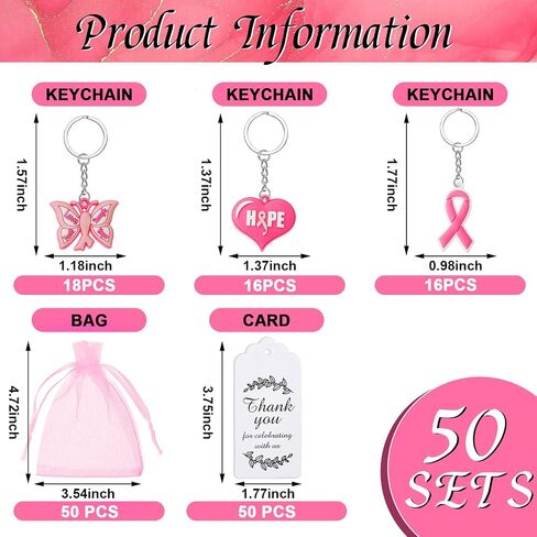 Taiyin Breast Cancer Awareness Gifts Pink Breast Cancer Keychain Bulk Pink Ribbon Butterfly Heart Keychains Breast Cancer in Kuwait