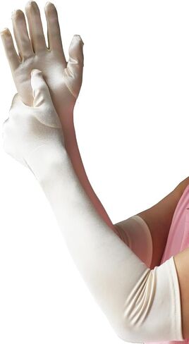Women's Long Satin Gloves 1920s Opera Bridal Wedding Dance Halloween costume Evening Party Gloves 22 inch in Kuwait