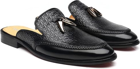 Erphpre Paul Mens Black Backless Loafers Genuine Leather Mules Shoes in Kuwait