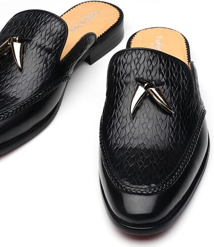Erphpre Paul Mens Black Backless Loafers Genuine Leather Mules Shoes in Kuwait