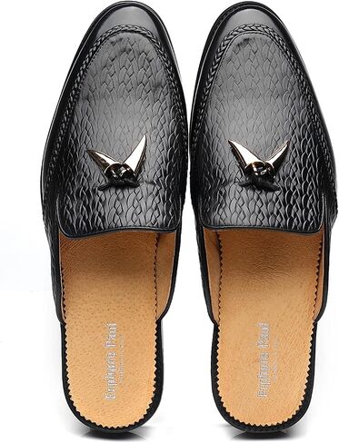 Erphpre Paul Mens Black Backless Loafers Genuine Leather Mules Shoes in Kuwait